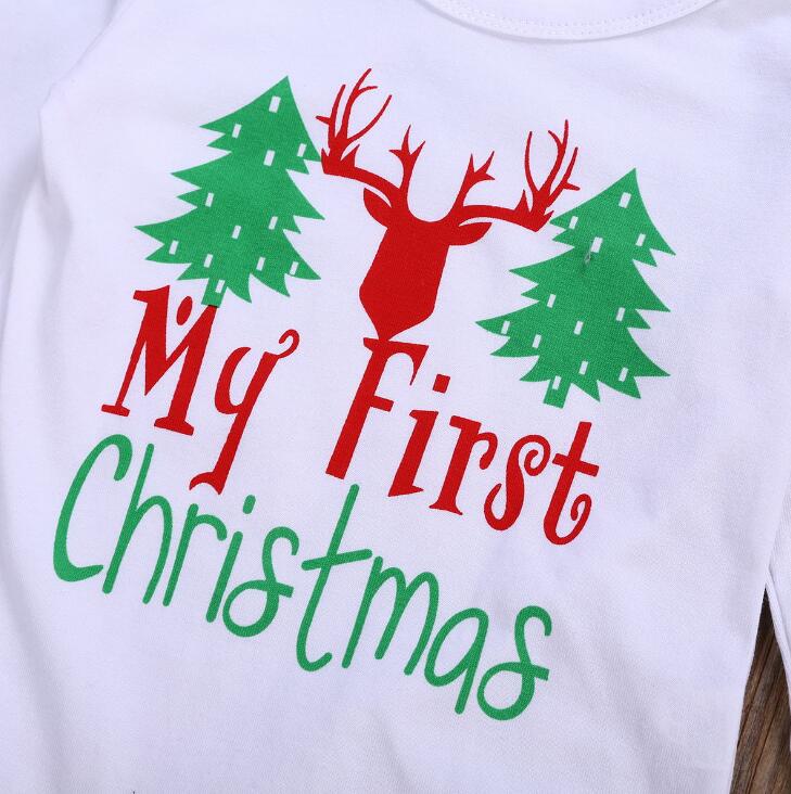 3PCs Christmas Outfits Baby Boy Girl Clothes My First Christmas
