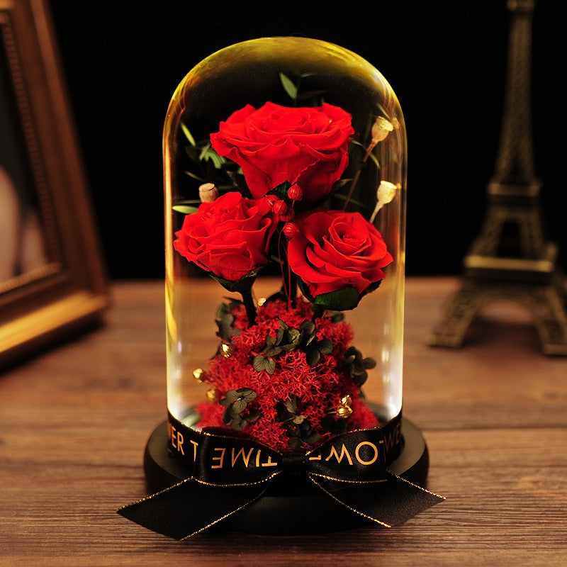 Immortal Dried Roses, Glass Cover Gift Box