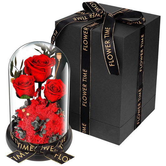 Immortal Dried Roses, Glass Cover Gift Box