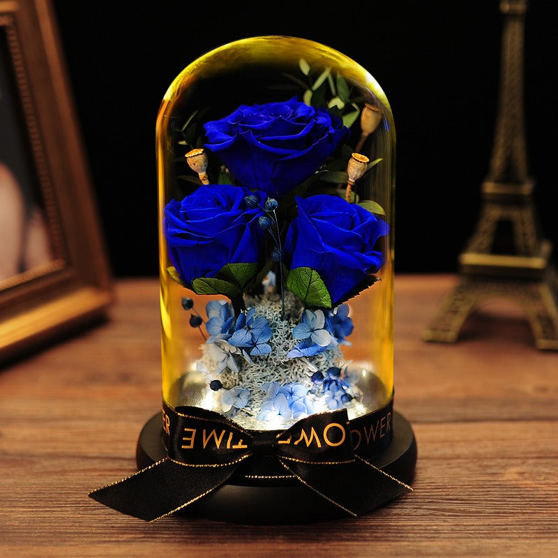 Immortal Dried Roses, Glass Cover Gift Box