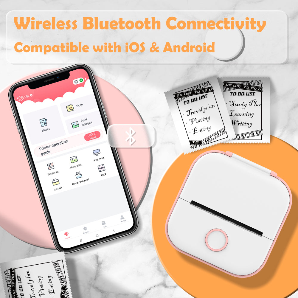 Phomemo Portable Mini Thermal Printer T02 Mini Pocket Label Printer DIY Self-adhesive