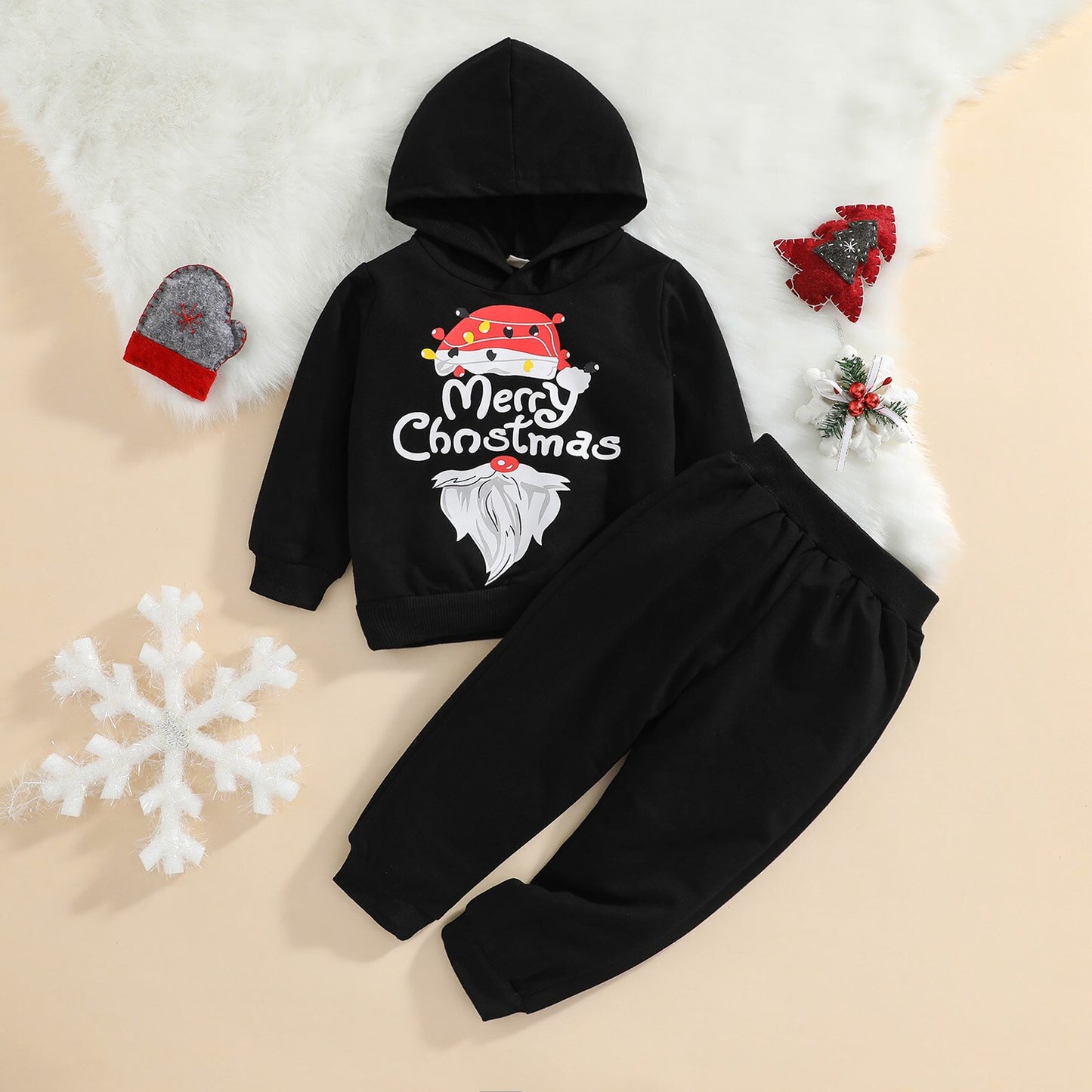 Christmas Hooded Sweater Baby Set,