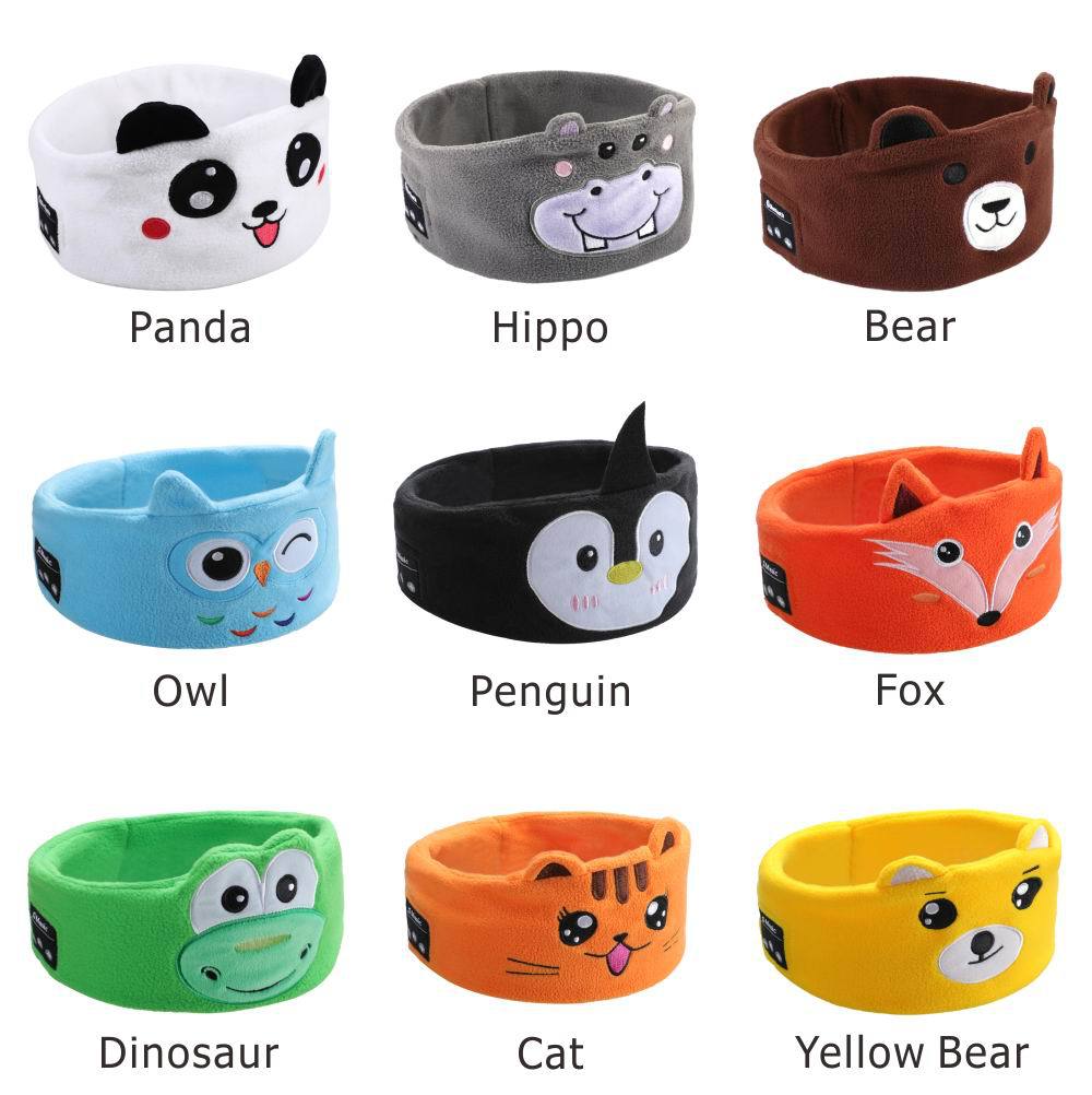 Soft Elastic Comfortable Wireless Music Earphones, Kids Animal Sleeping Headphones