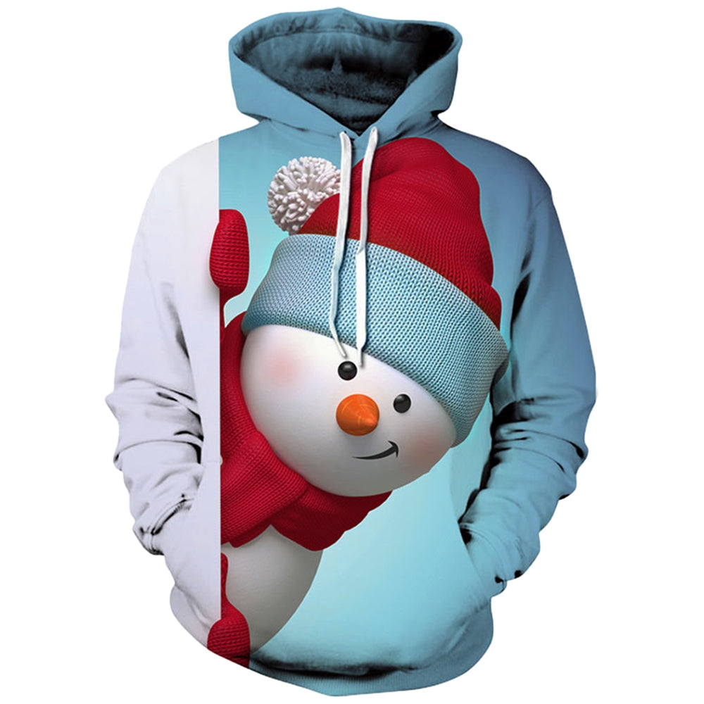 Kangaroo Pocket Snowman 3D Print Christmas Hoodie