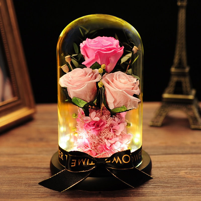 Immortal Dried Roses, Glass Cover Gift Box