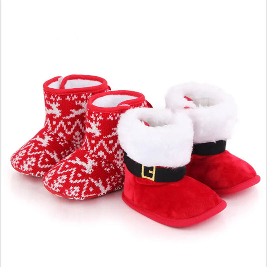Baby  Lovely Christmas Boots Winter Warm Slippers Anti-Slip Infant